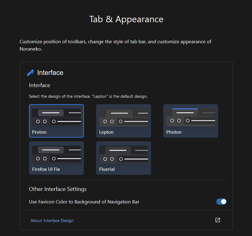 Interface Customize Settings